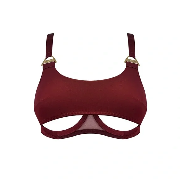 NWT Bordelle Syra Peep Wire Bra in Morello L - Picture 2 of 5